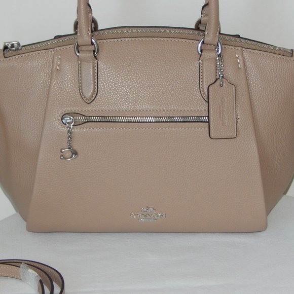 NWT COACH ELISE Pebbled Leather Medium Satchel Top Handle Bag in Light Taupe - Picture 5 of 13